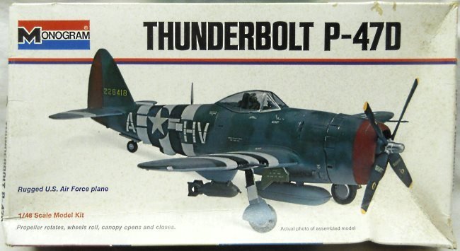 Monogram 1/48 P-47D Thunderbolt White Box Issue - 56th FG 61st  FS Lt. Col. Francis S. Gabreski or RAF No. 81 Sq, 6838 plastic model kit